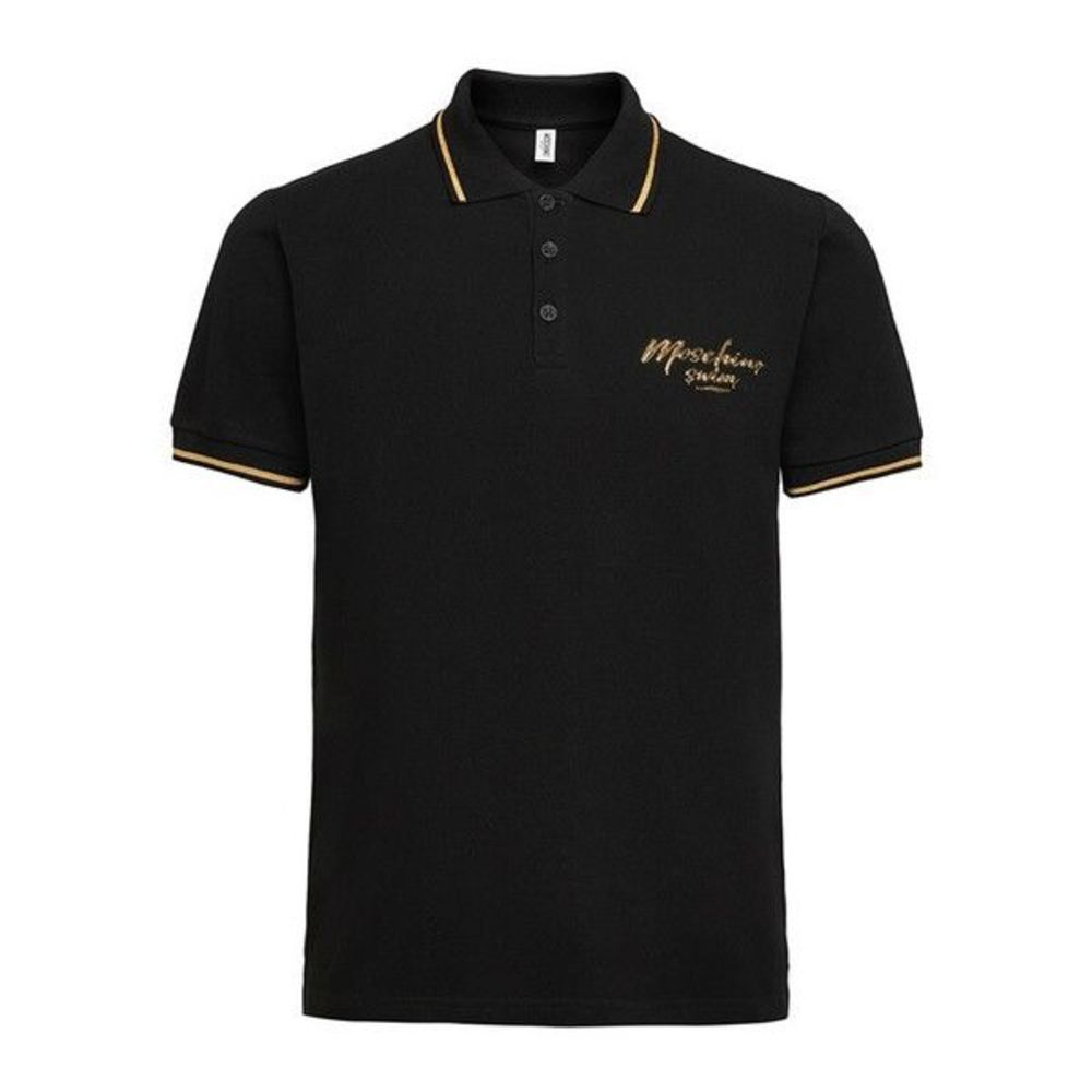 Moschino Men's Gold Logo Polo Shirt Black